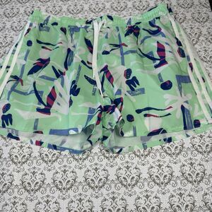 Adidas Swim Trunks Men‎ Size Large Hawaiian Theme Green